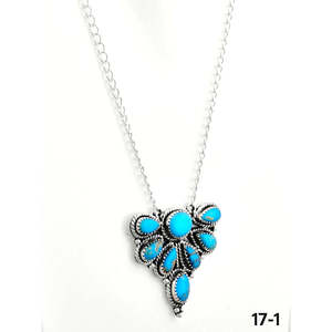 Collier en turquoise de Kingman du sud-ouest et argent sterling, fait main, motif en forme de fleur - Product Image 3