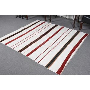 Alfombra Vintage de 5.3x5.7 pies, Alfombra Turca, Alfombra con Bordes Rojos y Blancos - Product Image 3