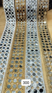 Fait sur mesure Vibrant Multicolore Miroir Travail Dentelle Garniture Traditionnelle Ethnique Surligné Réfléchissant Dentelle Tissu - Product Image 4