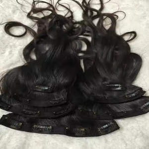 Extensions à clipser fabriquées à partir de vrais cheveux humains, texture soyeuse et droite, sensation légère et maintien confortable et sécurisé - Product Image 2