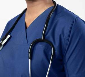 Uniforme de enfermera con cuello en V Unisex, uniforme médico Anno, uniforme médico cian OEM Spandex HEN Time Lead Fabric Doctor Support - Product Image 4