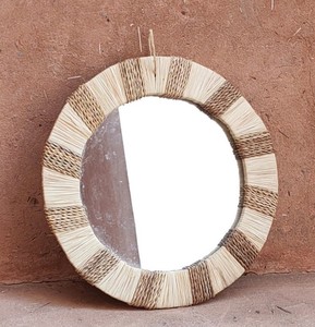 Miroir mural rond en rotin et raphia miroir taille et couleur douaniers - Product Image 1