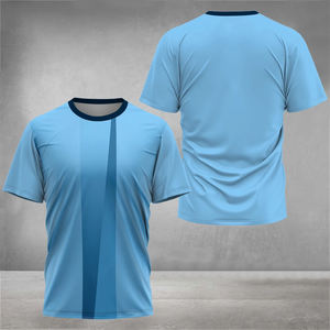 Maillots de football ajustés classiques, maillots de football, couleur bleu clair et logo, prix de gros, maillot de football durable et respirant - Product Image 3
