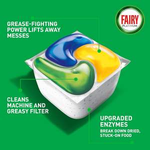 Tablettes lave-vaisselle Fairy Platinum Tout-en-1 en vrac, 74 tablettes, Citron, avec action dégraissante et adoucissant pour lave-vaisselle - Product Image 3