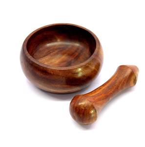 Mortero y Maja de madera preciosa única para molinillo de hierbas ajo venta al por mayor logotipo personalizado herramientas de cocina - Product Image 5