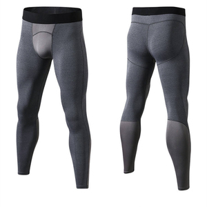 Leggings de compression longs pour hommes, couleur rouge unie, en Spandex et Nylon, taille élastique - Product Image 3