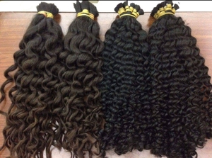 Extensions bouclées naturelles brutes de cuticule de cheveux ondulés droits en vrac indiens vierges non traités Extensions de cheveux humains de haute qualité - Product Image 5