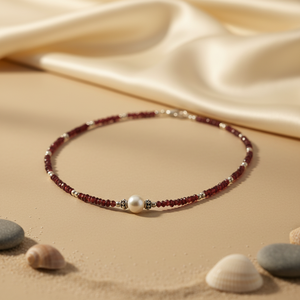 Collier en perles de grenat rouge pour femmes, bijoux en pierres précieuses - Product Image 1