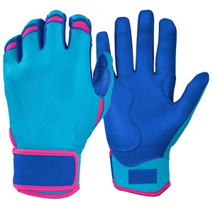 Latest Design Premium Quality Customized Softball Baseball Batting Gloves Blue Cabretta Leather Short Cuff <b>Hook</b> - Product Image 1