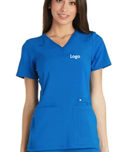 OEM Custom Women <b>Scrubs</b> <b>Top</b> V-Neck Knit Panel Nurse Uniform Customized <b>Scrub</b> Uniform - Product Image 4