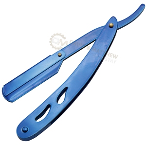 Tijeras de peluquero de acero inoxidable azul con logotipo personalizado de alta calidad profesional, uso de salón, belleza recta, afilada y ajustable - Product Image 4