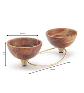 Wooden Serving Salad Bowl with Natural Finished <b>Tableware</b> Wooden Bowl with Metal Stand Decorative Salad Serving Bowl Luxury - Product Image 3