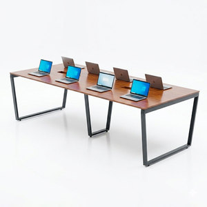 Concept 240x120 Trapeze Assembly Meeting <b>Table</b> HBTC012 Modern Minimalist Design Solid Wood and Metal for <b>Office</b> or Hotel Use - Product Image 1