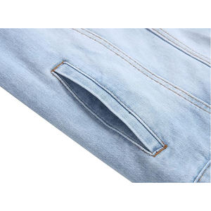 แจ็กเก็ตผ้ายีนส์สำหรับผู้ชายที่มีน้ำหนักเบาทันสมัยปรับแต่งได้ตามต้องการมีหลายกระเป๋าใส่สบายติดกระดุม - Product Image 5