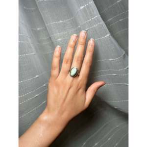 Navajo Handmade Boho <b>Statement</b> <b>Ring</b> Palomino Variscite & Sterling <b>Silver</b> Size 7.75 for Everyday Wear - Product Image 5