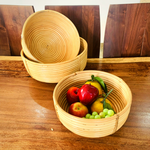 Ensemble de 3 paniers de rangement ronds en rotin tressé à la main, brun naturel, bols gigognes en osier pour la décoration et l'organisation de la maison, fabriqués au Vietnam - Product Image 4