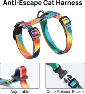 Rahat yumuşak hafif kaçış geçirmez ayarlanabilir çok renkli kumaş köpek kedi koşum ve tasma Set - Product Image 5