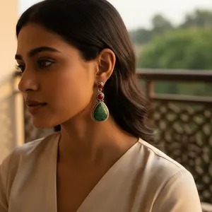 Pendientes de Araña de Plata 925 con Turquesa y Coral para Mujer, Joyería Vintage con Colgante Chapado en Oro y Piedra Principal de Jade - Product Image 2