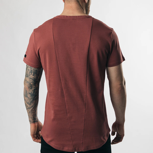 เสื้อยืดลำลองผ้าฝ้ายสีทึบสำหรับผู้ชายเสื้อยืดแขนสั้นโอเวอร์ไซส์ออกแบบได้ตามต้องการ - Product Image 3