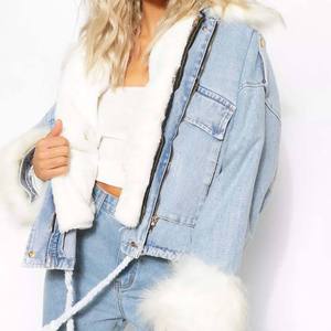 Veste en jean pour femme brodée Rivet Pearl Short Denim Jacket Coat - Product Image 6