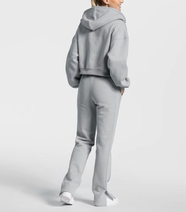 Personalizado de algodón pesado liso de manga larga sudadera de diseño de alta calidad bordado pulóver polar mujeres Sassy Zip Hoodies - Product Image 5