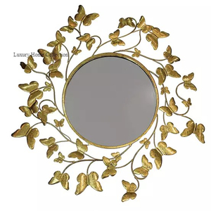 Miroir mural forgé couleur or Design unique Villa Porte et entrée Miroir décoratif pour designer mural pour look fantaisie - Product Image 2