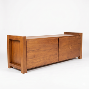 Luxurious Solid Teak Wood End Of Bed <b>Bench</b> With Upholstered <b>Cushion</b> Double Storage Drawers Modern Bedroom Furniture Best Quality - Product Image 1