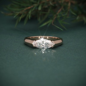 14K Or Réel IGI Certifié 1.01CT Marquise Cut Lab Grown Diamond Bijoux Personnalisés Bagues de Fiançailles de Mariage Unisexe - Product Image 1