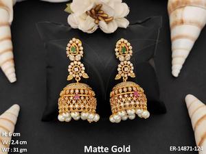 Thiết kế đẹp Matte vàng đánh bóng thiết kế đẹp kemp <span class=keywords><strong>jhumka</strong></span> - Product Image 2