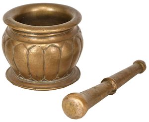 Mortier et pilon de meulage en laiton vintage massif pour écraser les pilules herbes broyeur de légumes broyeur d'herbes en métal broyeur d'herbes en gros - Product Image 6