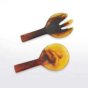 Ensemble de couverts à poignée en résine unique avec design tourbillon en marbre parfait pour la cuisine, la salle à manger et la décoration - Product Image 6