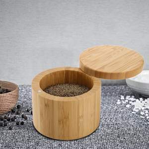 2 Pack Bamboo Salt and Pepper Holder <b>Box</b> Spice Jars Spice Containers Seasoning Storage <b>Box</b> with Swivel Lid and Magnet <b>Lock</b> - Product Image 6