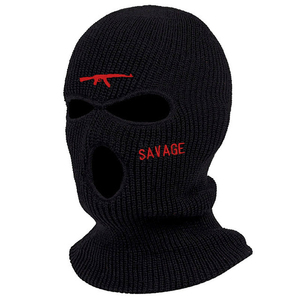 Masque de ski tricoté avec logo brodé personnalisé pour l'hiver, chaud pour l'extérieur, blanc, noir, 3 trous, cagoule néon pour hommes - Product Image 3