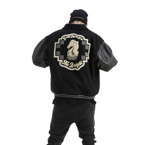 Gran oferta, Mangas de cuero, bordado de chenilla, Mangas de cuero PU de lana con parches, chaqueta universitaria de béisbol Letterman personalizada - Product Image 2