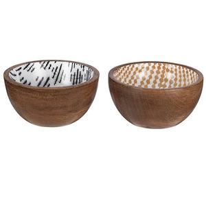 Cuenco de madera pequeño para servir, tazón de servicio con diseño impreso, redondo y elegante - Product Image 4