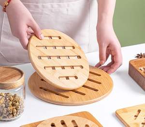 8 Pack Bamboo <b>Trivets</b> with Dish Rack - Bamboo <b>Trivet</b> Mat Bamboo Hot Pads <b>Trivet</b> for Hot Dishes Pot Bowl - Product Image 4