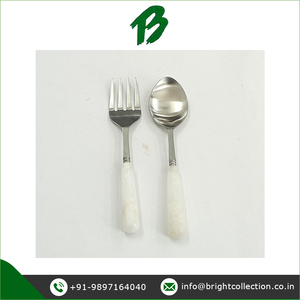 Proveedor de utensilios para servir de cuarzo blanco de calidad superlativa, mango de piedra natural, juego para servir ensaladas a un precio razonable - Product Image 2