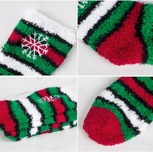 ถุงเท้าคริสมาสต์ขนปุยอบอุ่นสำหรับผู้หญิงลายดิจิทัลถุงเท้าฤดูหนาวขนปุยอบอุ่น7คู่ - Product Image 5