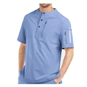 Bas quantité minimale de commande personnalisé couleur et Design été hommes hôpital gommage costume en couleur unie Top vente nouveau modèle Scrubs Spandex matériel - Product Image 4