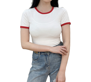 Camisetas Personalizadas Elásticas de Cuello Redondo Estilo Y2K para Mujer, Tendencia de Moda 2026, Camiseta Corta de Algodón y Elastano para Mujer - Product Image 5