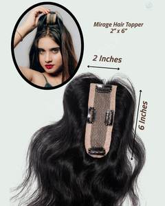 Extensión de cabello Remy de calidad superior 2x6 100% sin enredos Natural marrón y negro Base de seda India Topper 100 gramos de peso - Product Image 3