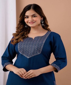 Kurta de Rayón con Bordado Elegante para Uso Diario, Precio al por Mayor, Prenda Étnica, Multicolor, Algodón, Diseño Moderno para Mujer - Product Image 2