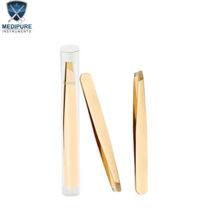 Pinces à épiler professionnelles pour les sourcils en acier inoxydable, pointues, inclinées, plates, à angle, instruments de beauté - Product Image 3