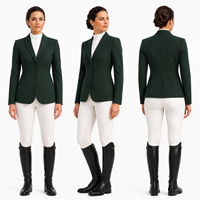 Damen Reitjacke in Waldgrün mit Schalkragen und Verdeckter Knopfleiste, Atmungsaktiv und Dehnbar, OEM Maßanfertigung