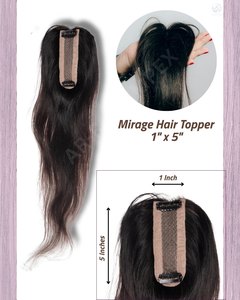 1x5 Base de seda Topper Extensión de cabello Remy de calidad superior 100% Cabello indio marrón y negro natural sin enredos 100g Peso - Product Image 5