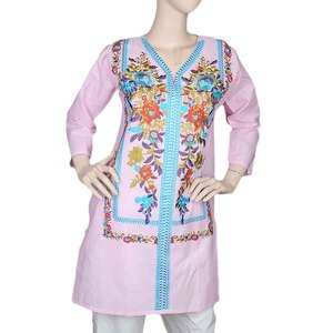 Women's Embroidered <b>Kurti</b> - Pink - Product Image 3