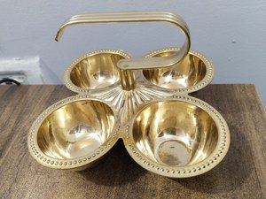 Cuenco moderno de latón Chopala Chamuka de 4 tazas, artesanía de Metal religiosa hindú para servir Kumkum, arroz de cúrcuma, Puja, para servir rituales - Product Image 2