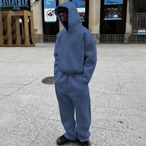 Conjunto de chándal holgado de peso pesado personalizado 450 GSM Boxy Sudadera con capucha y pantalones de chándal a juego 100% algodón en blanco sudadera de gran tamaño - Product Image 2