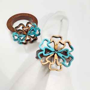 Servilletero de mariposa, servilleteros de madera perforada y resina, servilletero de madera al por mayor para la mejor decoración de vajilla de fiesta - Product Image 4