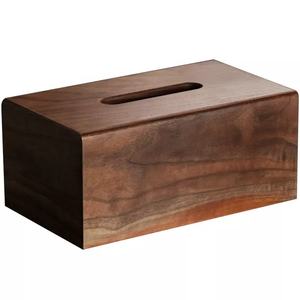 Boîte à serviettes en bois d'acacia fabriquée à la main Porte-mouchoirs en bois décoratif écologique pour la maison, le bureau et la table - Product Image 1